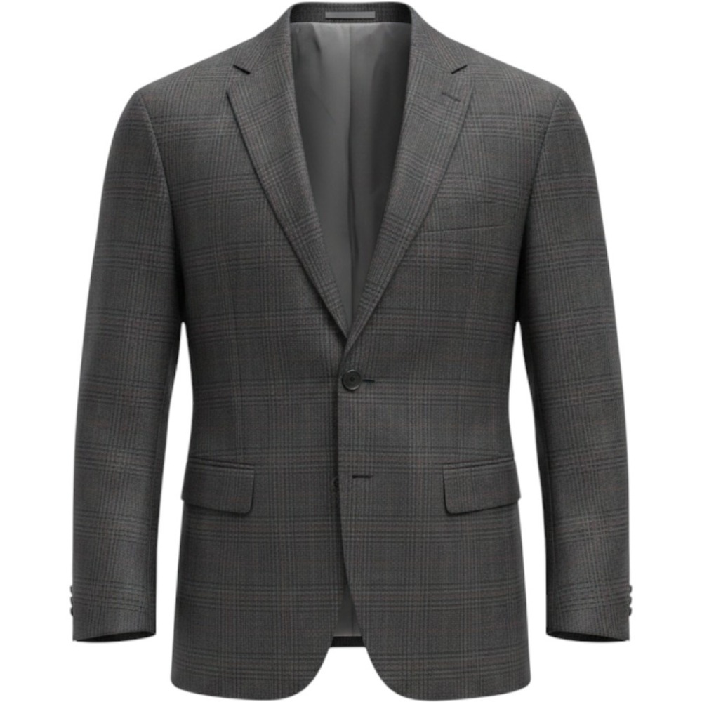 Jos A Bank Mens 42S Wool Blazer Grey Glen Plaid Red Overcheck Sport Coat 01110